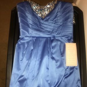 Strapless blue dress